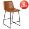Flash Furniture 24" LeatherSoft Counter Height Barstools, Light Brown, PK2 2-ET-ER18345-24-LB-GG - alternate 4